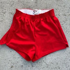 Women's Vintage Moorewear Shorts Red Athletic S Stretch 80s High Waist Gym USA